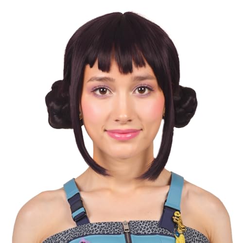 FantaLook Black Purple Double-Bun Anime Wig