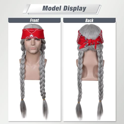FantaLook Silver Grey Braided Twin-Tail Wig
