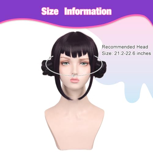 FantaLook Black Purple Double-Bun Anime Wig