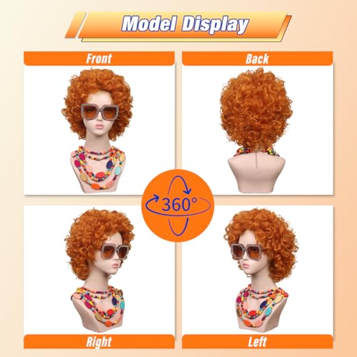 FantaLook Orange Red Curly Cosplay Wig Set