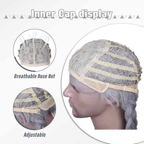 FantaLook Silver Grey Braided Twin-Tail Wig