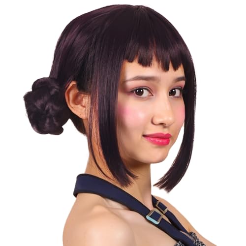 FantaLook Black Purple Double-Bun Anime Wig