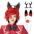 FantaLook Red Black Demon Cosplay Wig Set