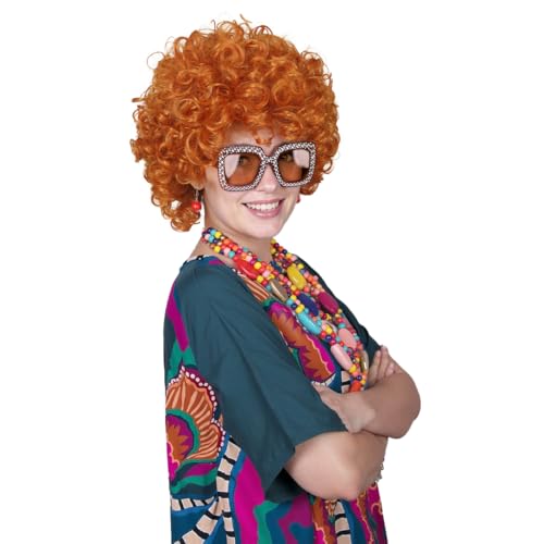 FantaLook Orange Red Curly Cosplay Wig Set