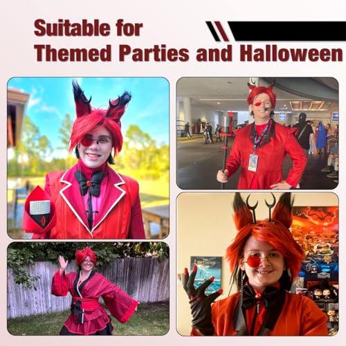 FantaLook Red Black Demon Cosplay Wig Set