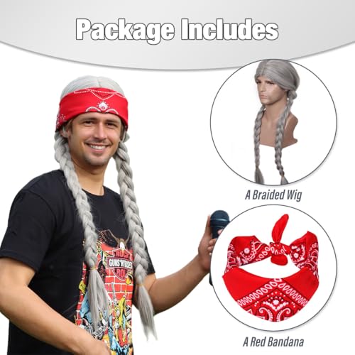 FantaLook Silver Grey Braided Twin-Tail Wig