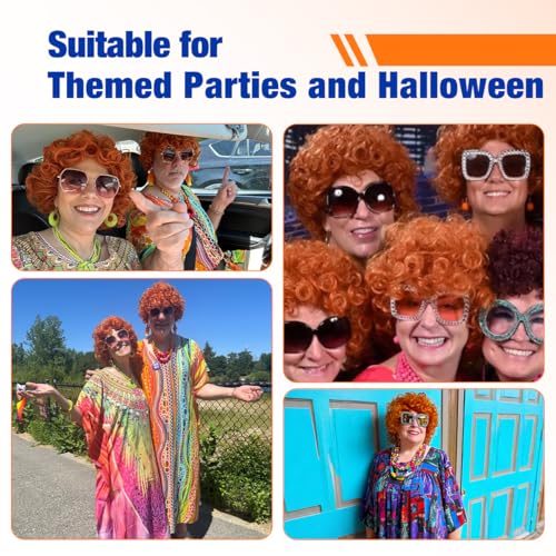 FantaLook Orange Red Curly Cosplay Wig Set