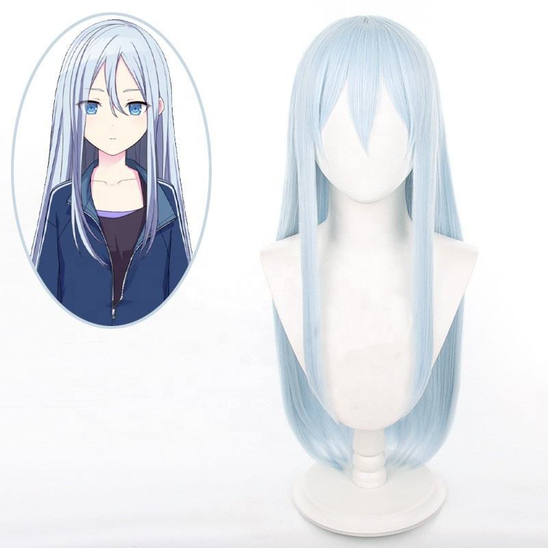Project Sekai Yoisaki Kanade Cosplay Wig - 80cm Long Straight Light Blue Silver Matte Fiber